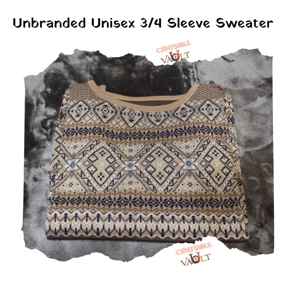 Vintage Unisex 3/4 Sleeve Lightweight Sweater - Picture 4 of 4